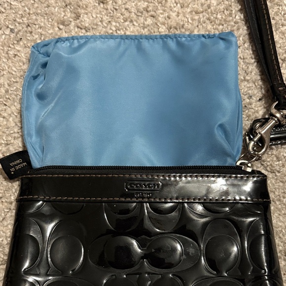 Coach Glossy Black Embossed Wristlet - Picture 9 of 10